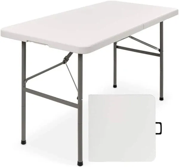 Best Choice Products 4ft Plastic Folding Table Indoor Outdoor Heavy Duty Portable w/Handle