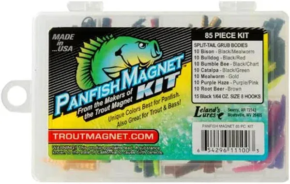 Leland Panfish Crappie Magnet Kit & Grubs  KIT - 85 Piece Made in USA