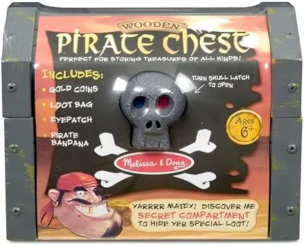 Melissa &amp; Doug Wooden Pirate Chest Play Set NEW NIB 2576 Wood toy 