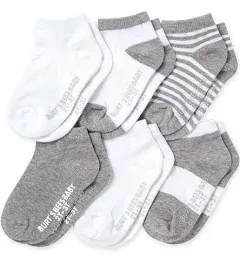 Burt's Bees Baby Unisex Baby Socks Ankle or Crew Height Made with Soft Organic Cotton, 6 Packs with Non-Slip Grips for Babies