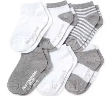 Burt&#039;s Bees Baby Baby 6-Pack Ankle Socks with Heather Grey/White 36Qi 0-3 Months