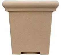 The HC Companies 20 Inch Terrazzo Large Square Planter - Rolled Rim Weather Resistant Decorative Plastic Plant Pot for Indoor Outdoor Use, Sandstone