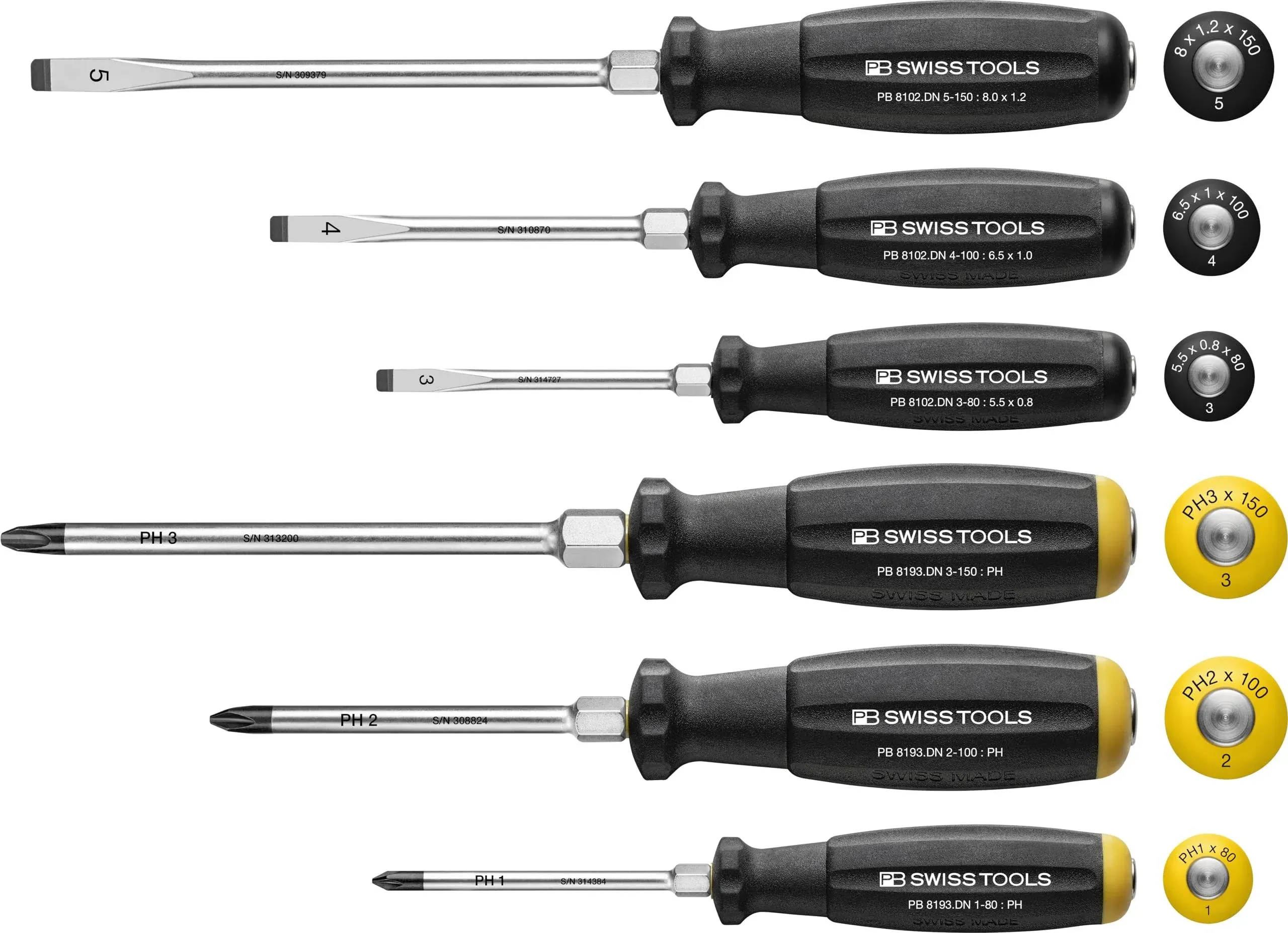 PB Swiss Tools Phillips and Slotted Screwdriver Set