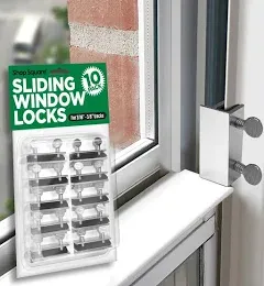 10 Pack Window Locks, Vertical &amp; Horizontal Sliding Window Security Stops