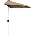 Trademark Innovations Patio Half Umbrella, Tan, 9-Feet