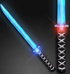 Deluxe Ninja LED Light up Toy Sword with Motion Activated Clanging Sounds (2-Pack)