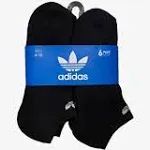 adidas Mens No Show Athletic Socks 6 Pack Black Originals