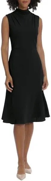 Maggy London Women's Sleeveless Cowl Neck Dress with Fluted Skirt Office Workwear