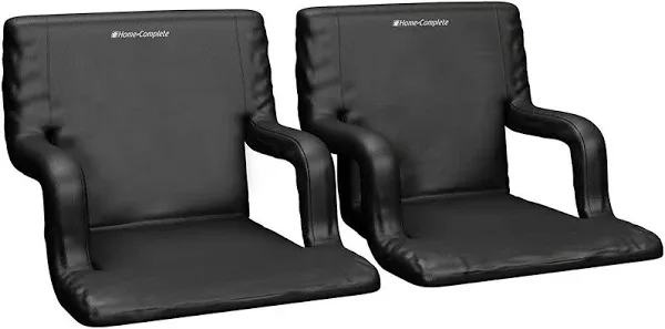 Stadium Seat Chair Collection - Wide Bleacher Cushion with Padded Back Support, Armrests, 6 Reclining Positions and Portable Carry Straps by Home-Complete