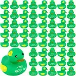 DEEKIN 24 Pcs Mental Health Rubber Duck Mental Health Awareness Green Ribbon Rubber Duck Mental Health Gifts Duck for Friend Family Students Coworkers Fundraiser Giveaways and Toys