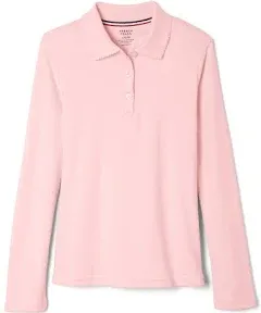 French Toast Girls' Long Sleeve Interlock Polo with Picot Collar (Standard & Plus)