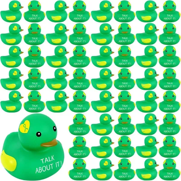 DEEKIN 24 Pcs Mental Health Rubber Duck Mental Health Awareness Green Ribbon for