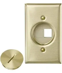 Leviton 41652 QuickPort Floor Jack Assembly, Two Blank Inserts, Solid Brass