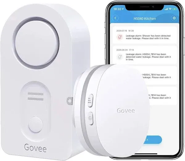 Govee WiFi Water Sensor 2-Pack 100dB Adjustable Alarm and Notificaiton App