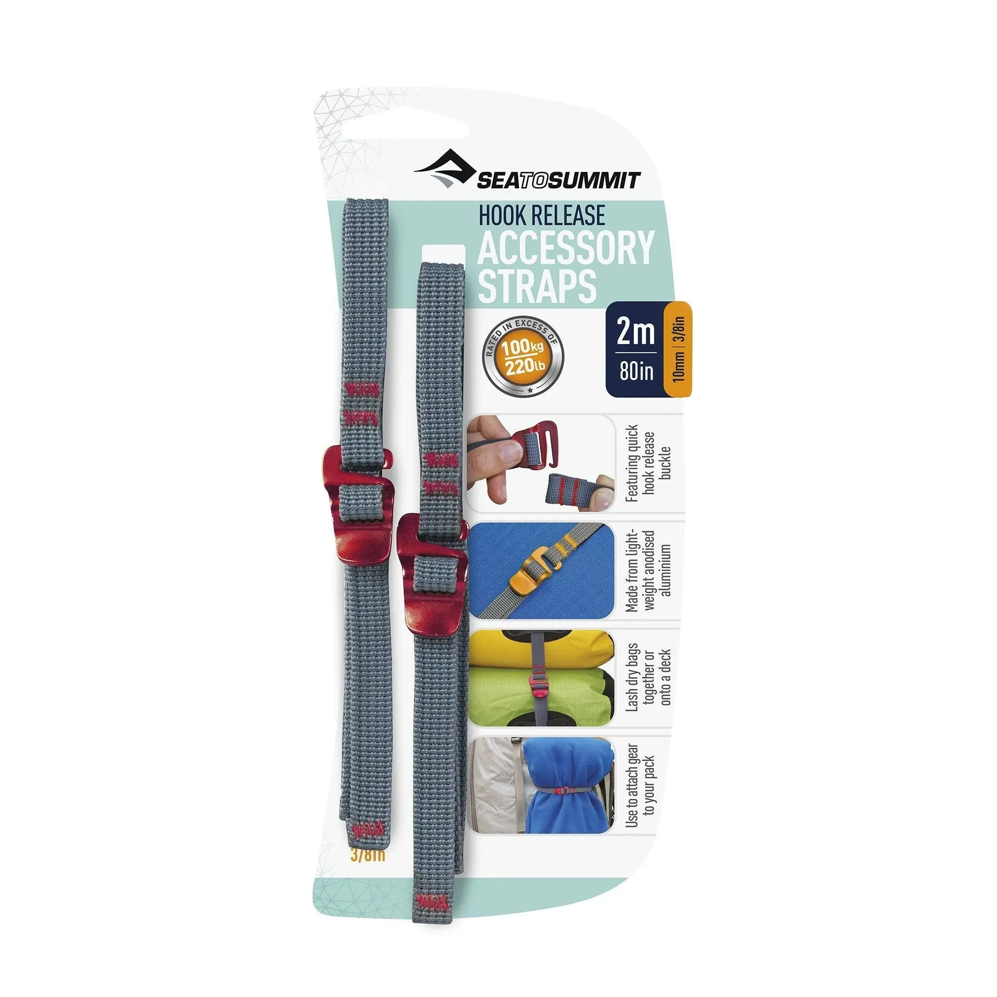 Sea to Summit Accessory Straps with Hook Release,  0.375" x 80" 