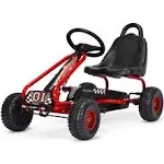 Kids Pedal Go Kart 4-Wheel Ride On Toys Car w/Adjustable Seat & Handbrake Red