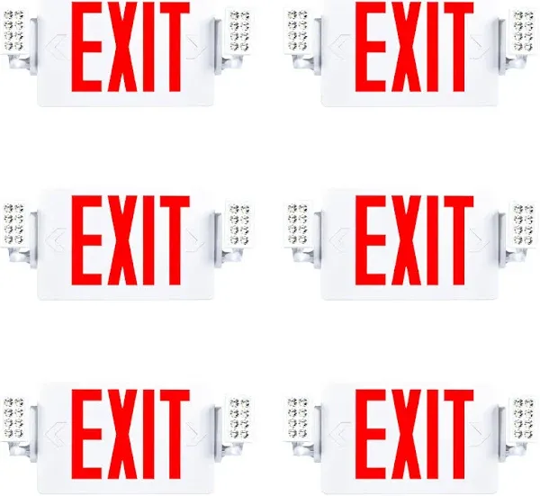 Sunco Lighting Double Sided Adjustable LED Exit Signs W Emergency Lights 6 Pack