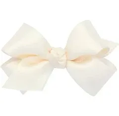 "Wee Ones - Girls' Classic French Satin Hair Bow on a WeeStay Clip, Medium, White"