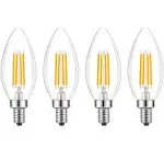 Lamsky E14 Base LED Filament Candle Shape Light Bulb,E14 European Base Bulb,Warm White 2700K 400LM 40W Equivalent,C35 Clear Glass Torpedo Shape