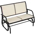 Outsunny 2-Person Outdoor Glider Bench, Patio Double Swing Rocking Chair Loveseat w/Powder Coated Steel Frame for Backyard Garden Porch, Beige