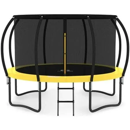 Jumpzylla 15FT Trampoline with Enclosure & Double Color Pad Cover Black