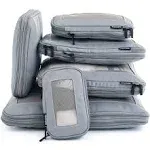 Aerotrunk Compression Packing Cubes for Travel - Luggage Organizer Bags - Double Zipper Packing Cubes for Suitcases (6-Pack, Grey)