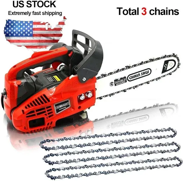 12'' Gas Powered Chainsaw Top Handle Gasoline Chain Saw 25.4CC 2-Cycle/3 Chains  | eBay