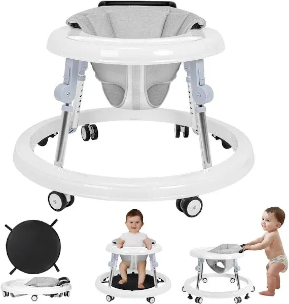 Foldable Baby Walker with Wheels and Anti-Rollover, Sit to Stand Activity Cen...