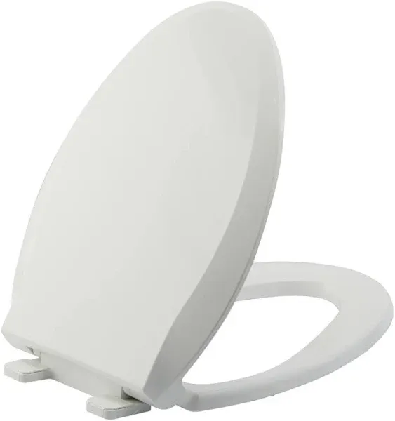 JINGZE Elongated Toilet Seat Slow Close Quiet Toilet Seat Cover with Never Loosen Durable Toilet Seat Lid Easy to Install & Clean