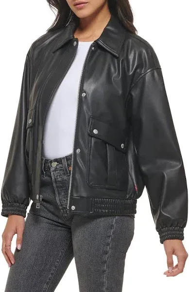 Levi's Women's Faux Leather Dad Bomber Jacket