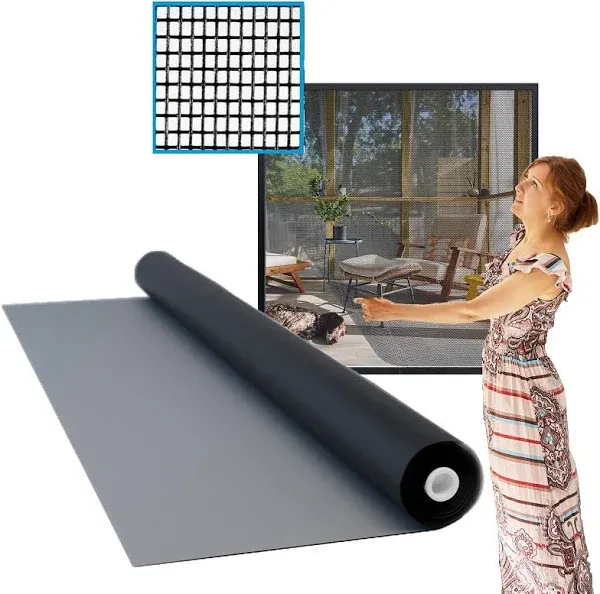 Docazoo DocaScreen Window Screen Replacement - 36 Inches x 25 Feet - Pet Screens for Window, Door, Porch, or Back Patio - Heavy Duty Pet Proof Roll, Protector Mesh for Cats, Dogs - Charcoal