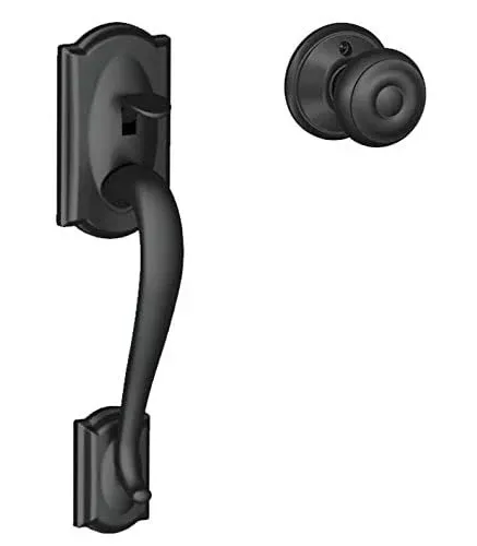 Schlage Camelot-Georgian Matte Black Entry Door Handleset Knob