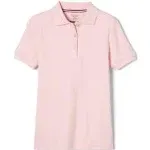 French Toast Pink Girls Short Sleeve Picot Collar Interlock Polo Shirt