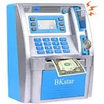 BKstar 2023 Upgraded Kids Talking Piggy Bank, ATM Savings Toy Bank for Real Money with Real Voice Prompt, Deposit, Withdraw, Deb