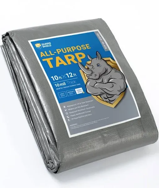 Heavy Duty Tarp 16X16 Feet Silver/Black Multi Purpose Thick Waterproof Poly Tarp