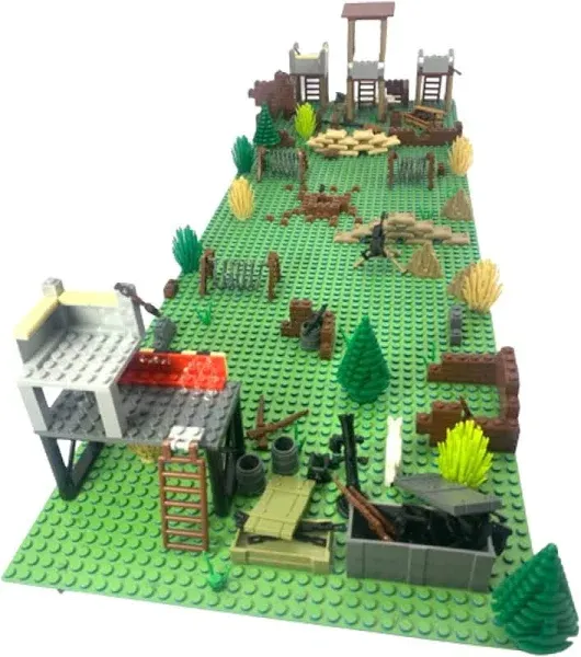 General Jim's Custom Battle Scene 2 Building Block Toy Playset 534 Piece Accessory Set Includes Buildings, Weapons, Barbwire and Much More - for Teens and Adults