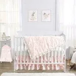 Sweet Jojo Designs Blush Pink White Damask and Gold Polka Dot Amelia Girl Baby Bedding 4 Piece Crib Set