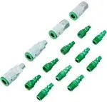 Milton ColorFit A Style Coupler and Plug Kit 1/4&#034; NPT 14 Pieces S-314AKIT Green