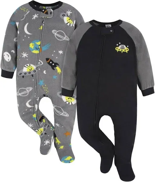 2-Pack Baby &amp; Toddler Boys Gray Buffalo Fleece Pajamas