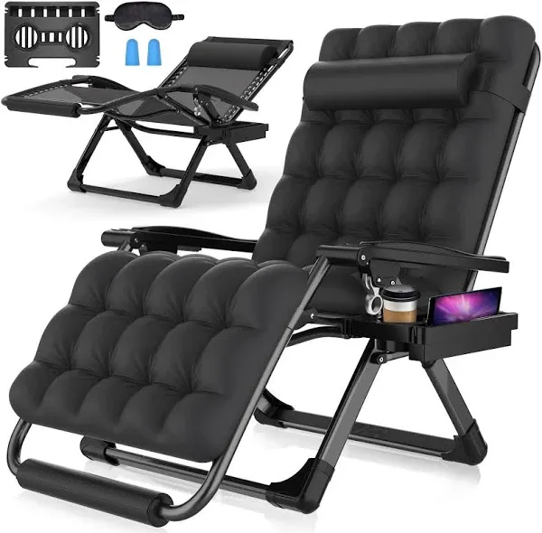 Suteck Zero Gravity Chair, Reclining Camping Lounge Chair w/Removable Cushion, Upgraded Lock and Cup Holder