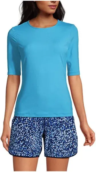 Lands' End Women's Crew Neck Rash Guard UPF 50 Sun Protection Swim Tee