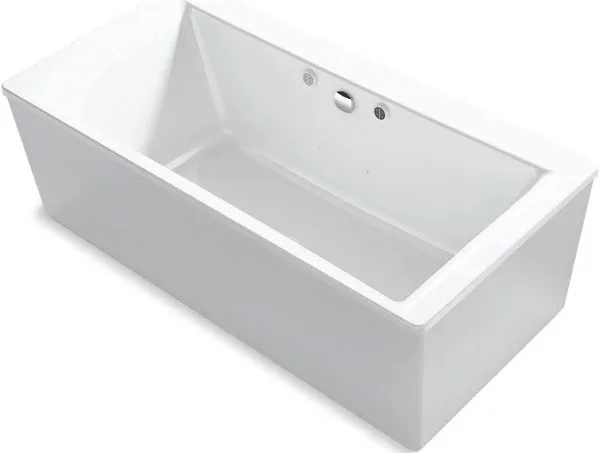 KOHLER K-1958-GHW Stargaze 72" x 36-1/4" freestanding Heated BubbleMassage air bath with Bask heated surface and straight shroud