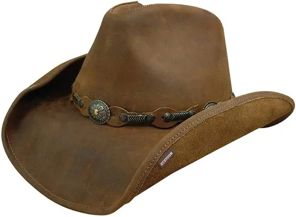 Stetson Roxbury Black Distressed Shapeable Leather Cowboy Western Hat - X-Large