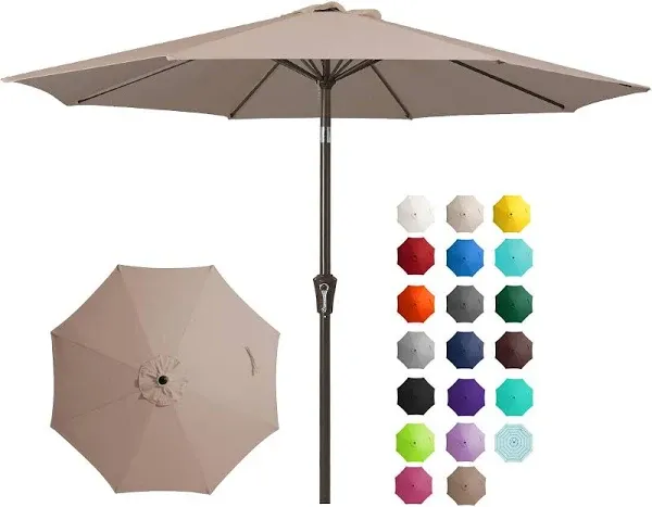 UV Resistant 9FT Patio Umbrella - Easy Crank &amp; Push Tilt for Outdoor Relaxation