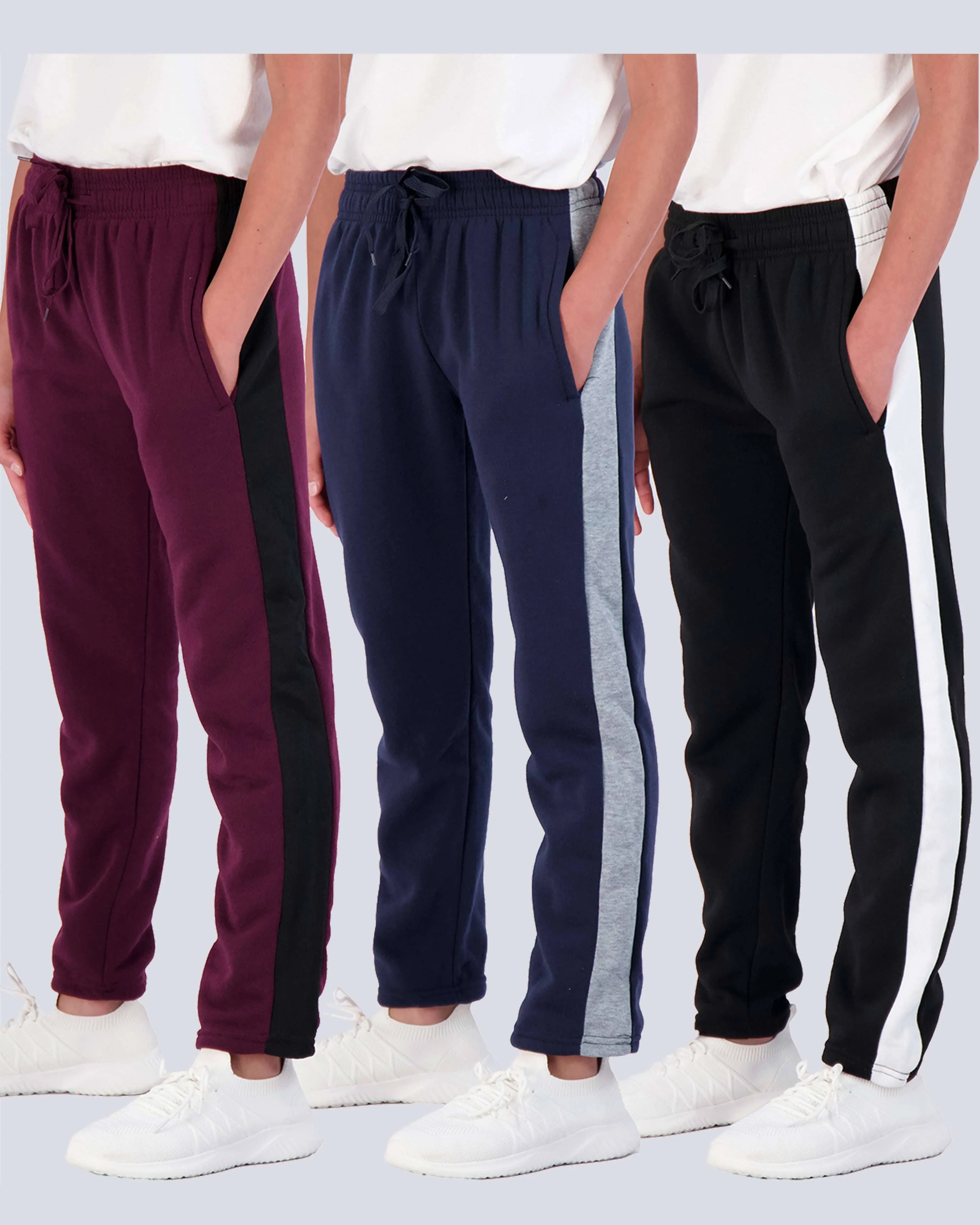 Real Essentials 3 Pack: Boys' Tech Fleece Open Bottom Sweatpants with Pockets