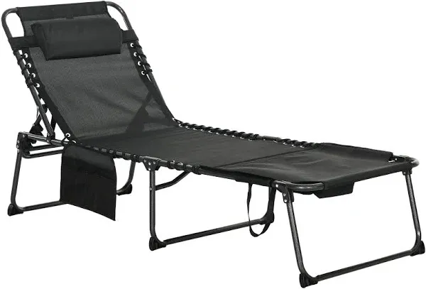 Outsunny Folding Chaise Lounge 5-level Reclining Back