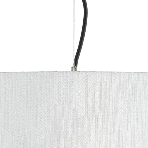 Brushed Nickel Pendant Light 15&#034; Modern Black Cord White Shade for Dining Room