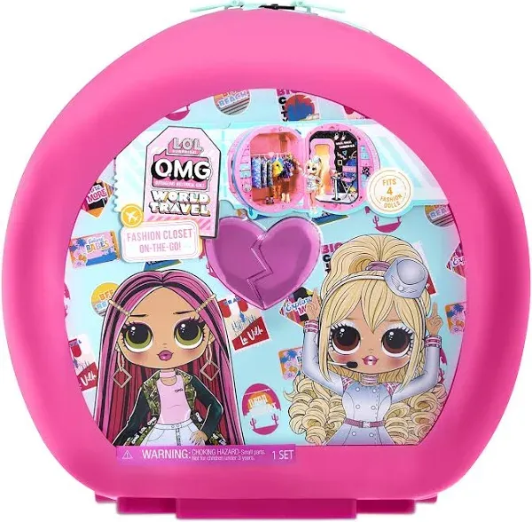 L.O.L. Surprise! OMG World Travel Fashion Closet On-The-Go with Rolling Storage fits 4 Dolls and Accessories, Great Gift for Kids Ages 4+