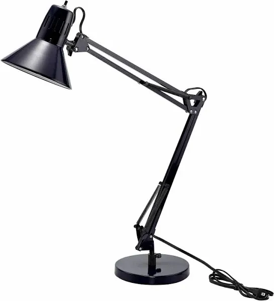 Bostitch VLF100D Swing Arm Metal Desk Lamp, Black