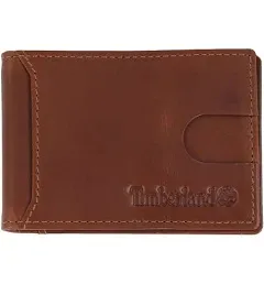 Timberland Men&#039;s Leather Slim Fold Money Clip Wallet